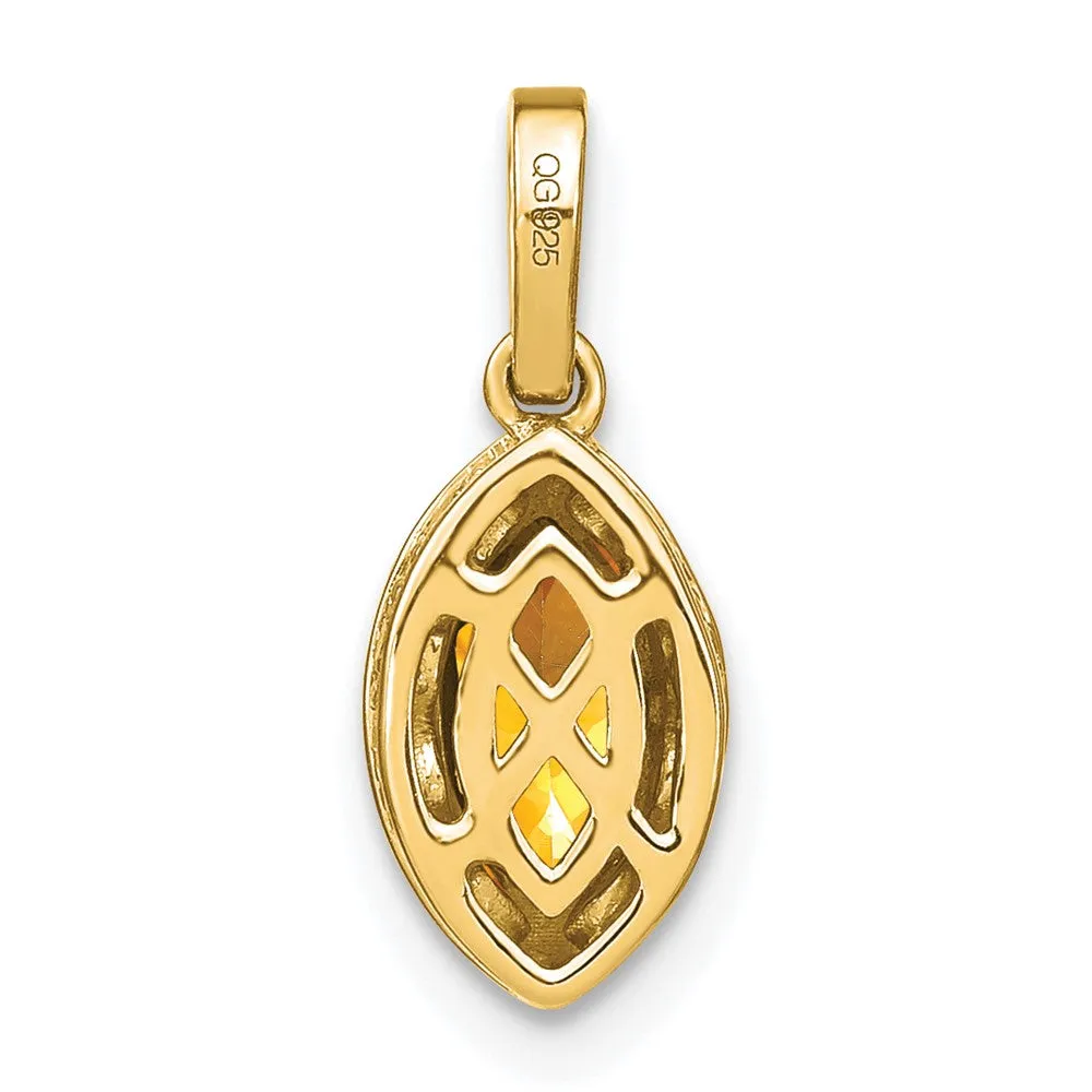 14k Marquise Citrine and Diamond Pendant
