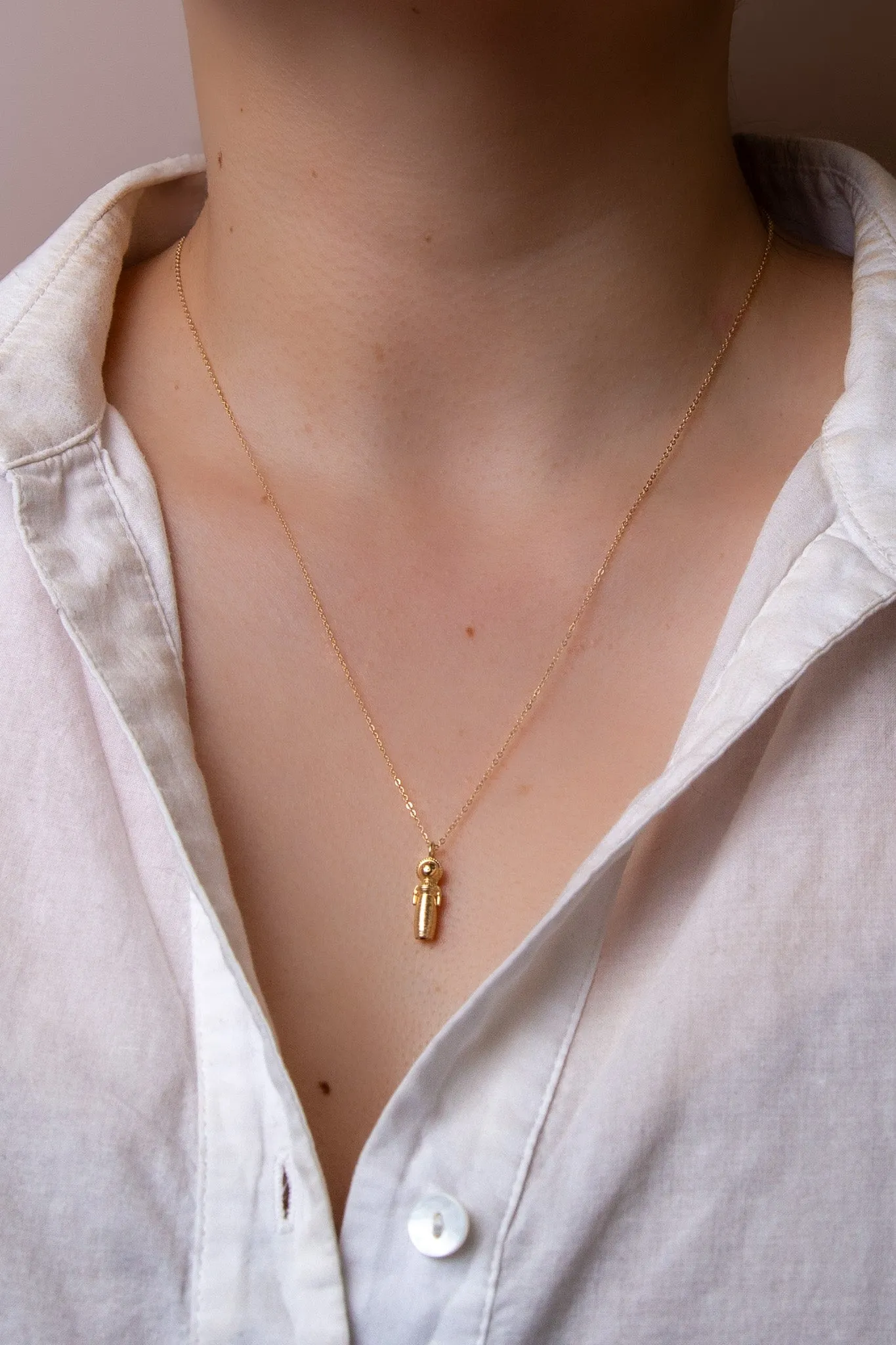 14K Quitapena Worry Doll Necklace