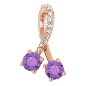 14K Rose Amethyst & .05 CTW Diamond Pendant