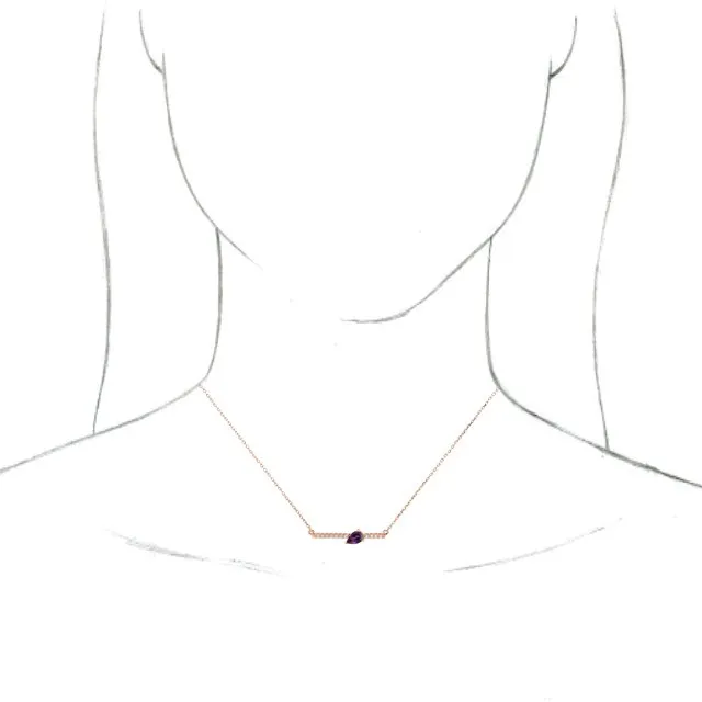 14K Rose Amethyst & 1/10 CTW Diamond 18" Necklace