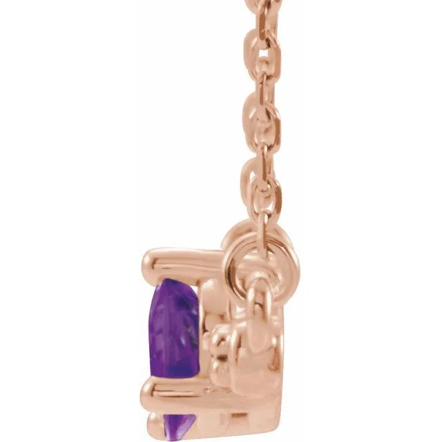 14K Rose Amethyst & 1/10 CTW Diamond 18" Necklace
