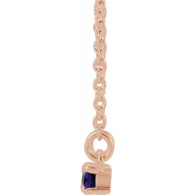 14K Rose Amethyst & 1/5 CTW Diamond Bar 16-18" Necklace