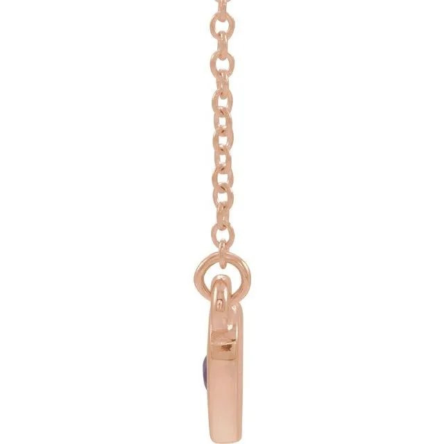 14K Rose Amethyst Heart 16" Necklace
