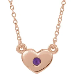 14K Rose Amethyst Heart 16" Necklace