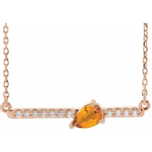 14K Rose Citrine & 1/10 CTW Diamond 18" Necklace