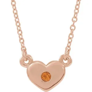 14K Rose Citrine Heart 16" Necklace