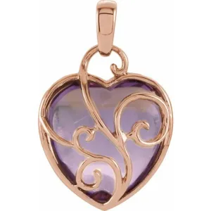 14K Rose Gold Natural Rose Gold de France Heart Pendant