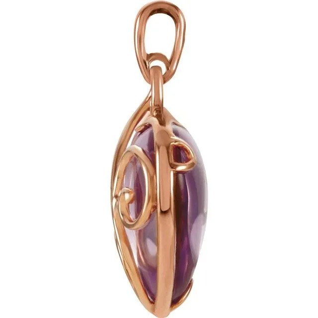 14K Rose Gold Natural Rose Gold de France Heart Pendant