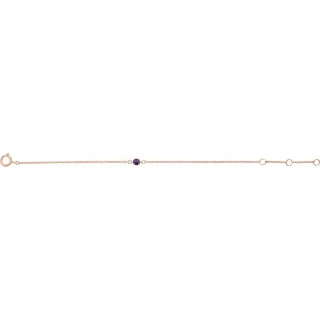 14K Rose Imitation Amethyst Youth Birthstone 4 1/2-5 1/2" Bracelet