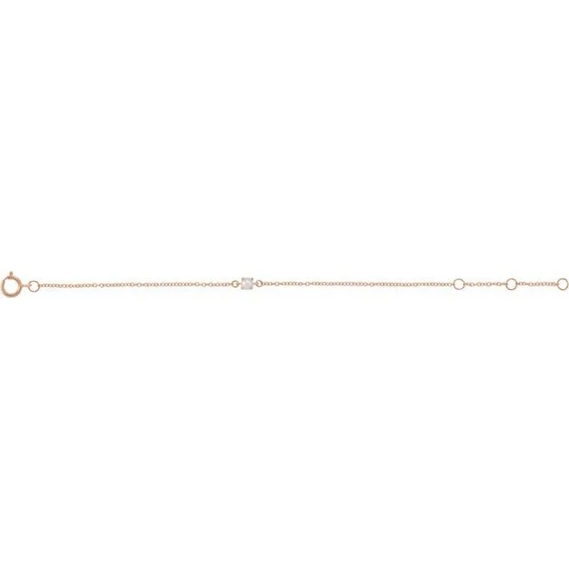 14K Rose Imitation Amethyst Youth Birthstone 4 1/2-5 1/2" Bracelet