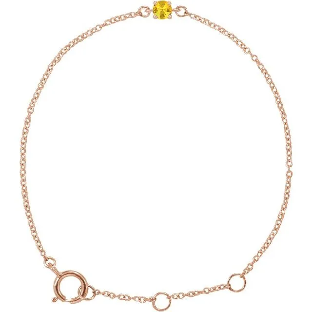 14K Rose Imitation Citrine Youth Birthstone 4 1/2-5 1/2" Bracelet