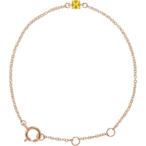 14K Rose Imitation Citrine Youth Birthstone 4 1/2-5 1/2" Bracelet