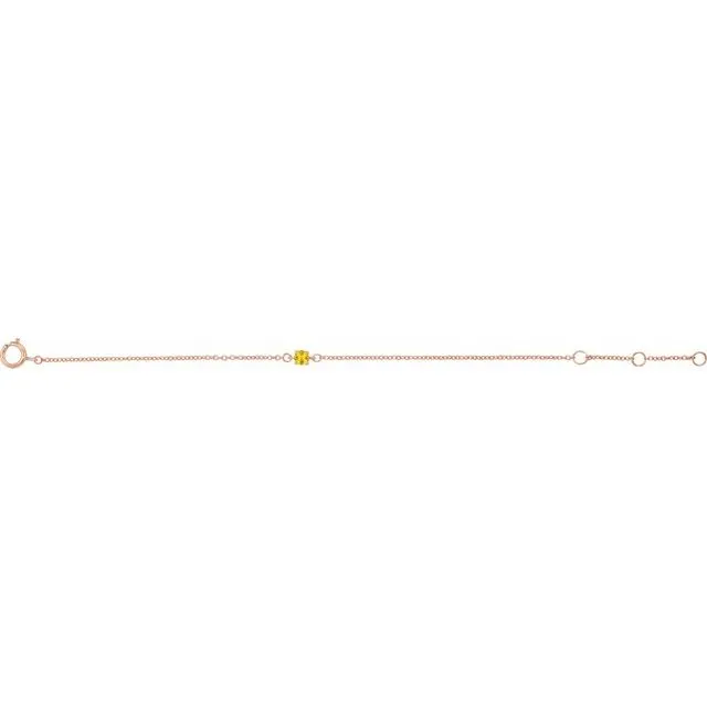 14K Rose Imitation Citrine Youth Birthstone 4 1/2-5 1/2" Bracelet