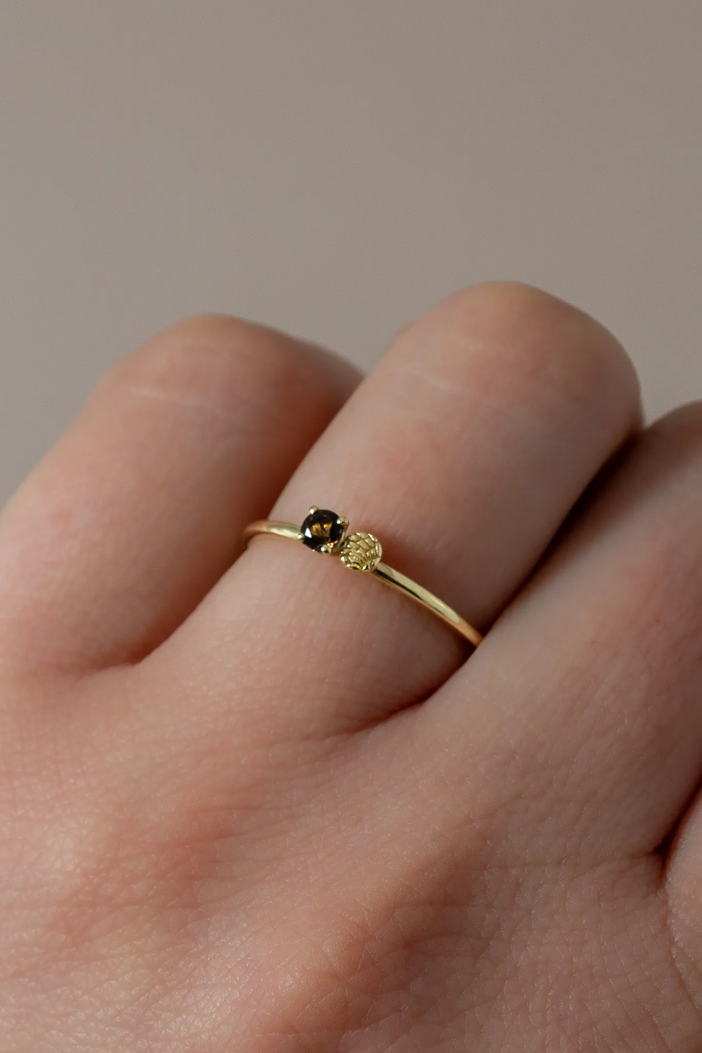 14K Smokey Topaz Cafe & Concha Ring