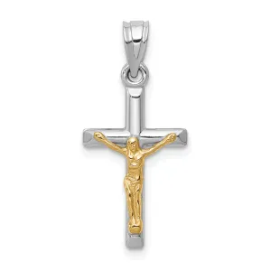 14k Two-tone Gold Hollow Crucifix Pendant