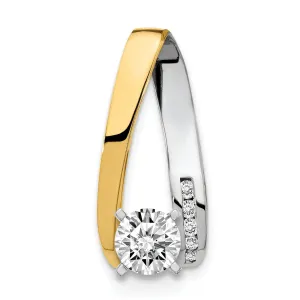 14k Two Tone Gold Peg Set Slide Pendant