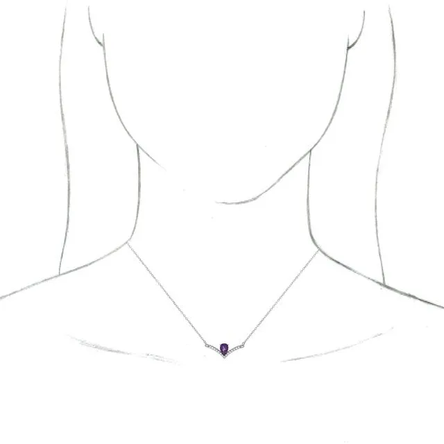 14K White Amethyst & .06 CTW Diamond 16" Necklace