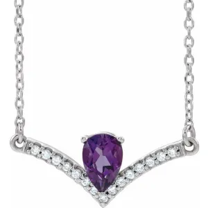 14K White Amethyst & .06 CTW Diamond 16" Necklace