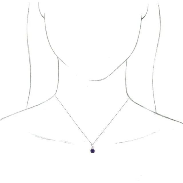 14K White Amethyst & 1/10 CTW Diamond 16-18" Necklace