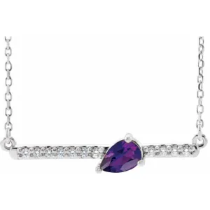 14K White Amethyst & 1/10 CTW Diamond 16" Necklace