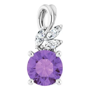 14K White Amethyst & 1/10 CTW Diamond Pendant
