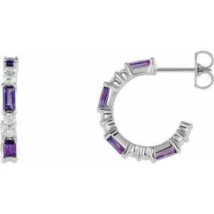 14K White Amethyst & 1/2 CTW Diamond Earrings
