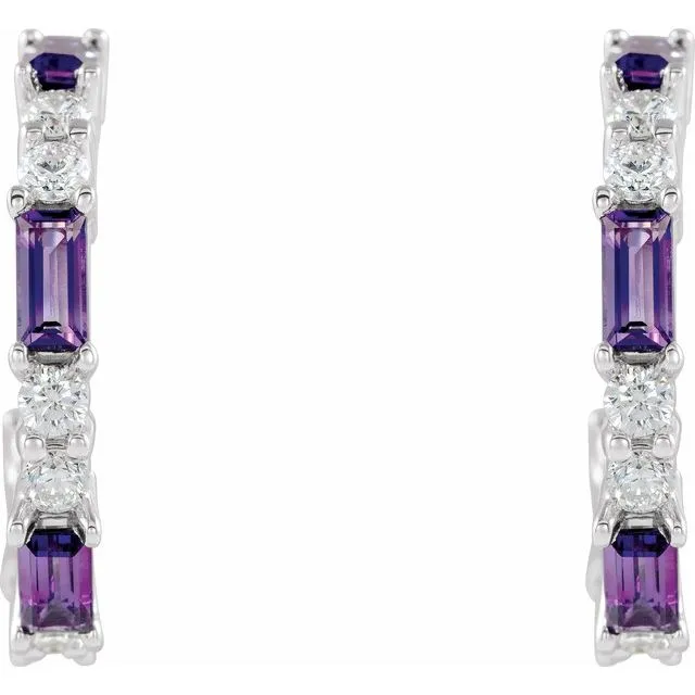 14K White Amethyst & 1/2 CTW Diamond Earrings