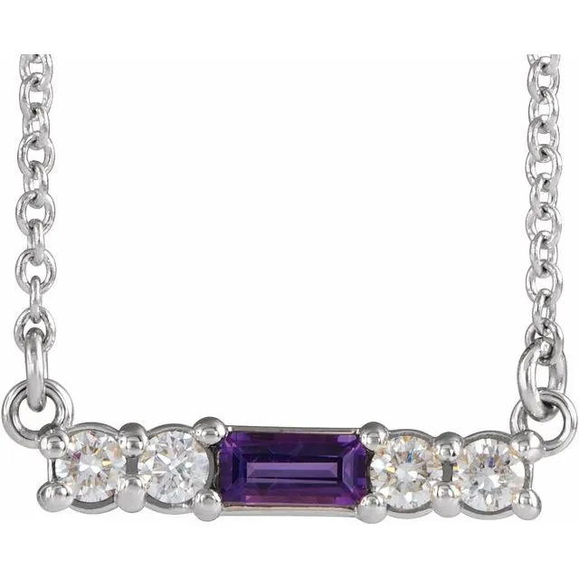 14K White Amethyst & 1/5 CTW Diamond 18" Necklace