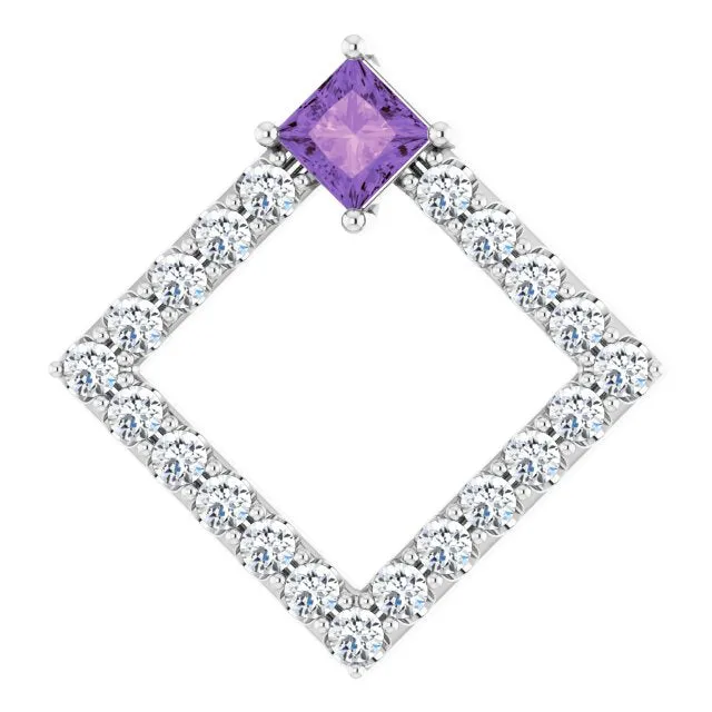 14K White Amethyst & 3/8 CTW Diamond Pendant