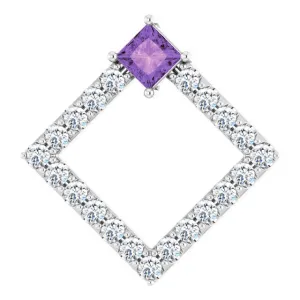 14K White Amethyst & 3/8 CTW Diamond Pendant