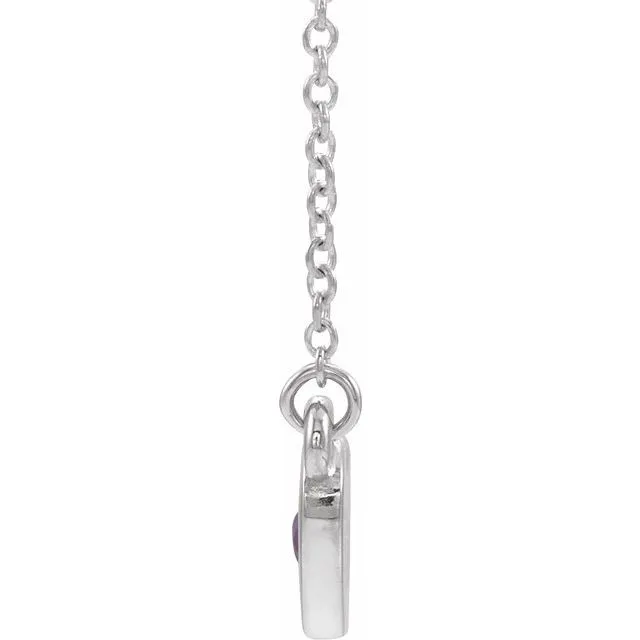 14K White Amethyst Heart 16" Necklace
