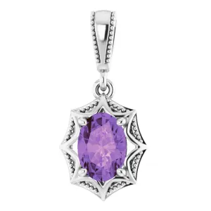 14K White Amethyst Pendant