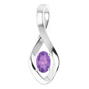 14K White Amethyst Pendant