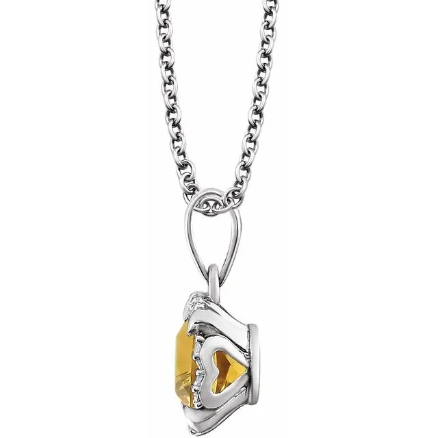 14K White Citrine & .05 CTW Diamond 18" Necklace