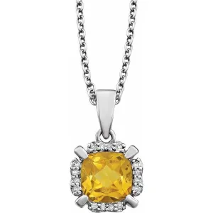 14K White Citrine & .05 CTW Diamond 18" Necklace