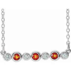 14K White Citrine & .08 CTW Diamond Bezel-Set Bar 16-18" Necklace