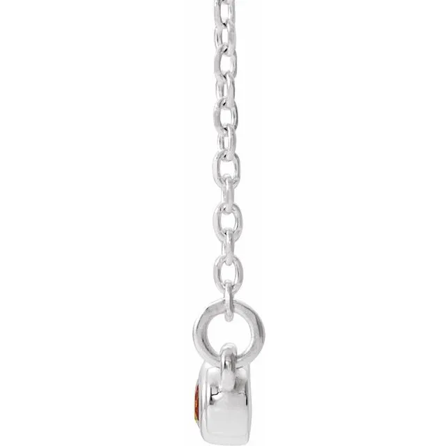 14K White Citrine & .08 CTW Diamond Bezel-Set Bar 16-18" Necklace