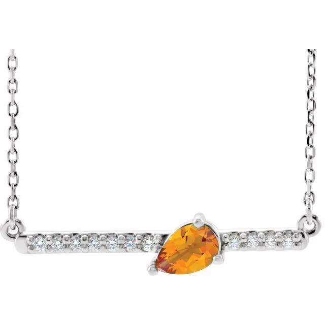 14K White Citrine & 1/10 CTW Diamond 16" Necklace