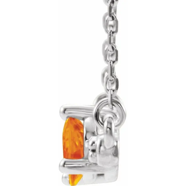 14K White Citrine & 1/10 CTW Diamond 16" Necklace