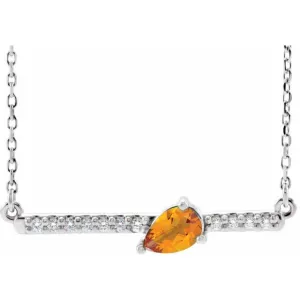 14K White Citrine & 1/10 CTW Diamond 16" Necklace