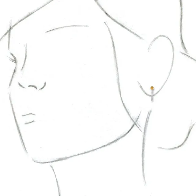 14K White Citrine & 1/6 CTW Diamond Hoop Earrings