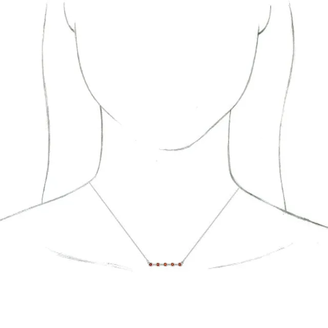14K White Citrine Bezel-Set 16" Bar Necklace