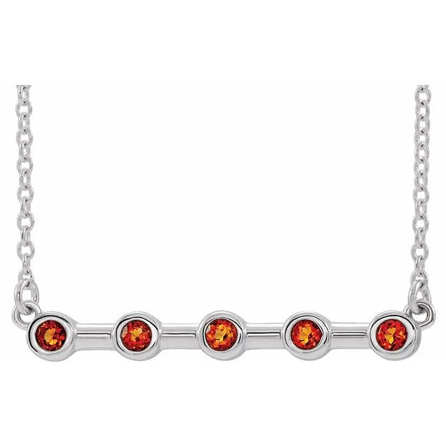 14K White Citrine Bezel-Set 16" Bar Necklace