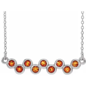 14K White Citrine Bezel-Set Bar 16-18" Necklace