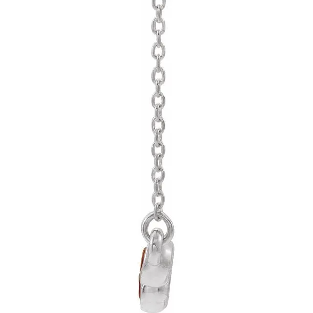14K White Citrine Bezel-Set Bar 16-18" Necklace