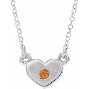 14K White Citrine Heart 16" Necklace