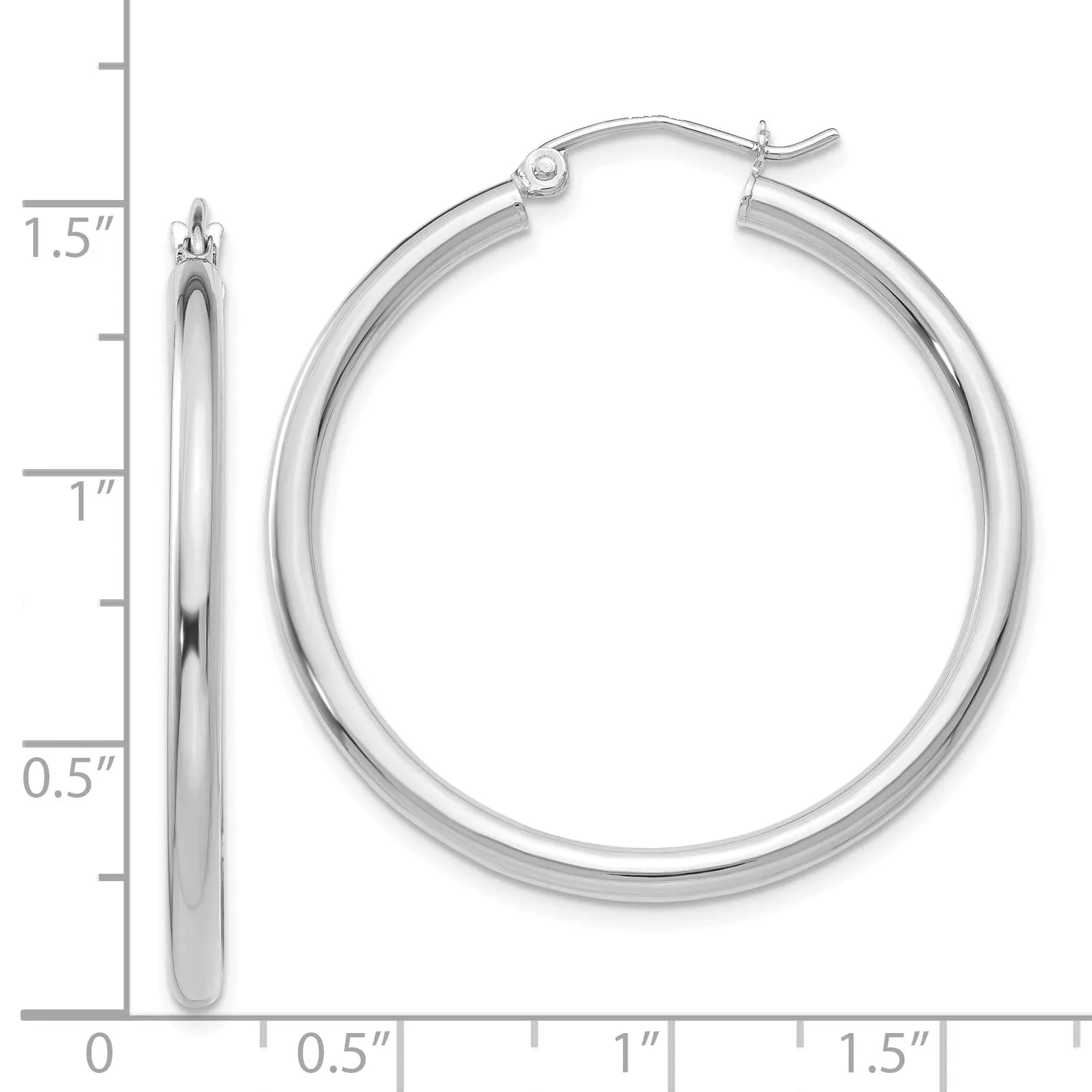 14k White Gold 2.5M Lightweight Round Hoop Earring
