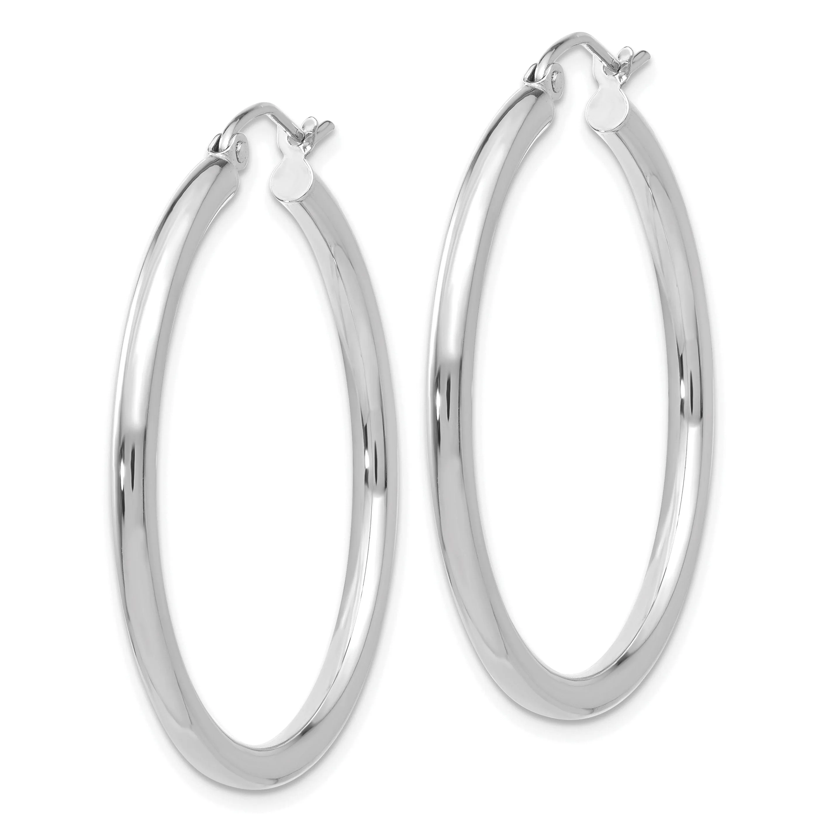 14k White Gold 2.5M Lightweight Round Hoop Earring