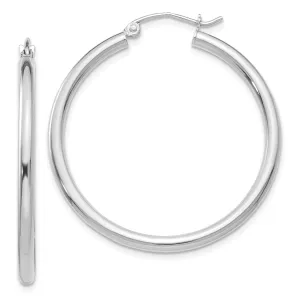 14k White Gold 2.5M Lightweight Round Hoop Earring