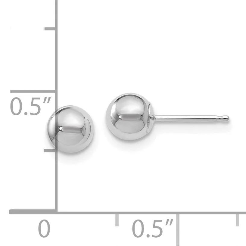 14k White Gold 5mm Ball Post Earrings